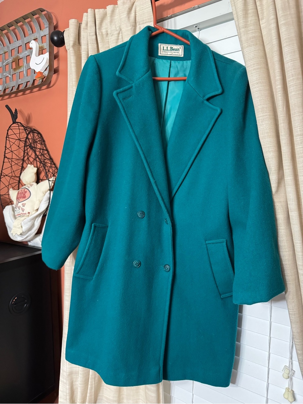 L.L. Bean Women's Teal Double-Breasted Pea Coat